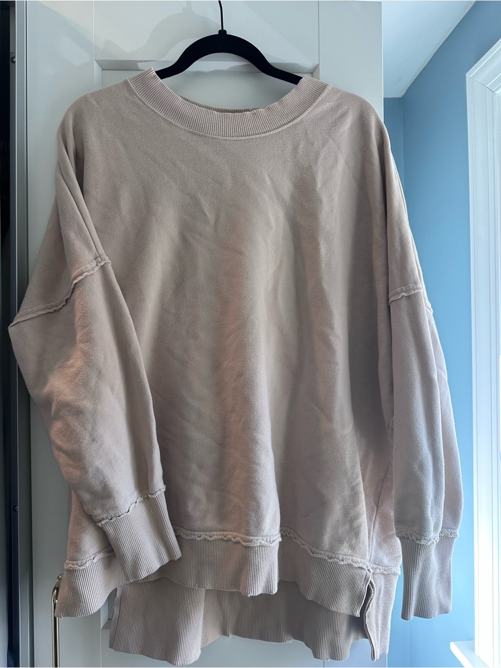 aerie Oversized Crewneck Sweatshirt - Light Beige